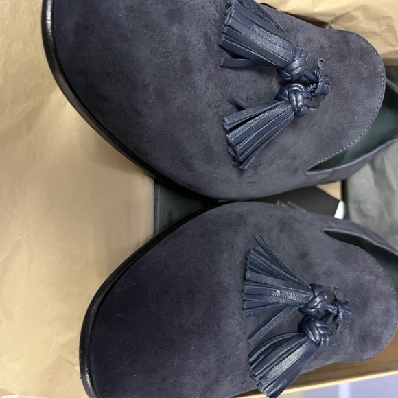 Burberry Blue Suede Tassel Loafers